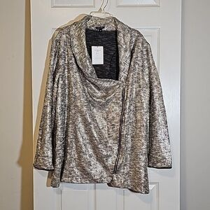 Stella and Dot Metallic Moto Jacket Asymmetric Zip Size L New